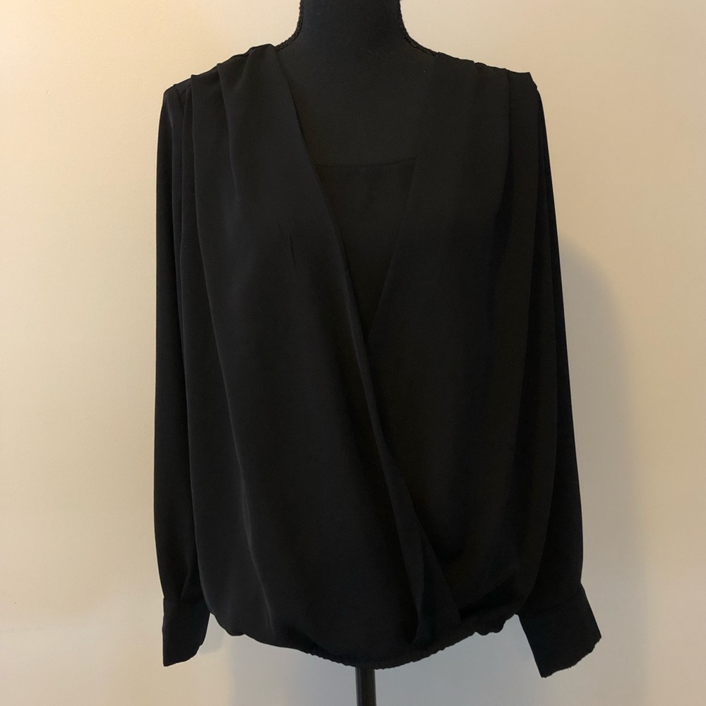Women's Max Cocos Black Faux wrap Blouse Top size M